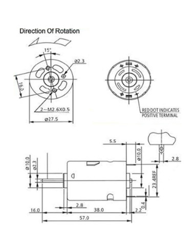 Motor DC FLXDirect HS390 12V 22000RPM Micro para Electrodomésticos