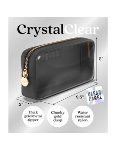 Bolsa de Cosméticos Transparente Embla Pequeña Negra 12.7cm 2