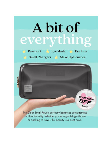Bolsa de Cosméticos Transparente Embla Pequeña Negra 12.7cm