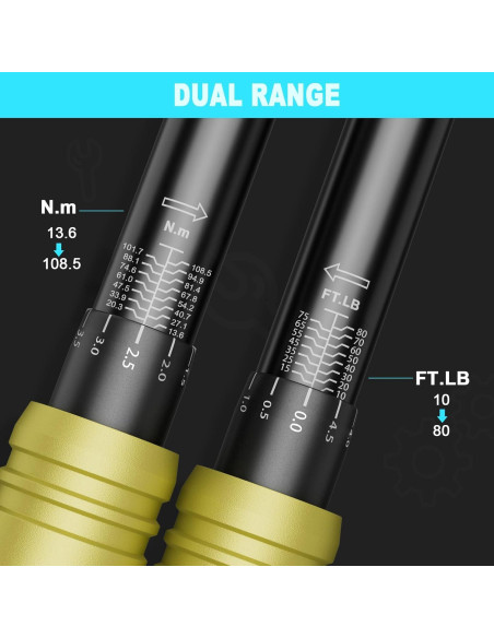 Llave de Torque ANPUDS 3/8" 10-80 Nm Doble Dirección 72 Dientes