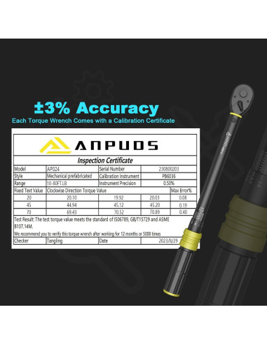 Llave de Torque ANPUDS 3/8" 10-80 Nm Doble Dirección 72 Dientes