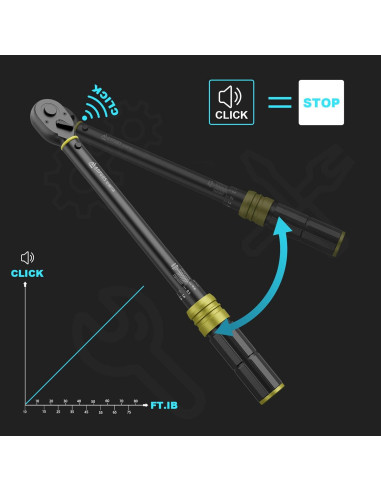 Llave de Torque ANPUDS 3/8" 10-80 Nm Doble Dirección 72 Dientes