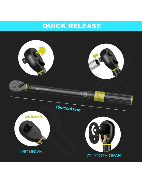 Llave de Torque ANPUDS 3/8" 10-80 Nm Doble Dirección 72 Dientes