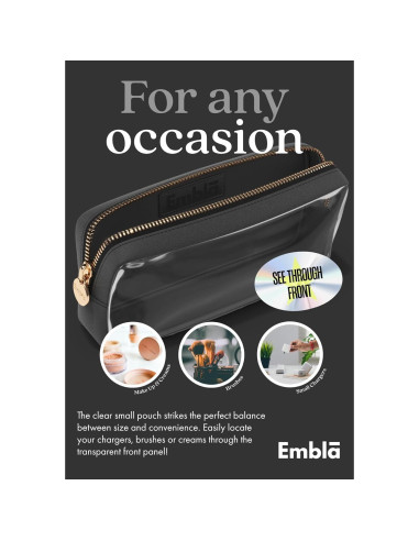 Bolsa de Cosméticos Transparente Embla Pequeña Negra 12.7cm