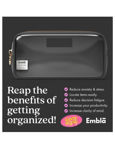 Bolsa de Cosméticos Transparente Embla Pequeña Negra 12.7cm