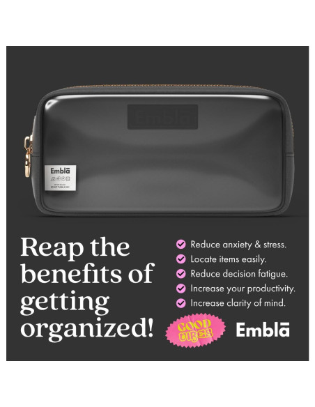 Bolsa de Cosméticos Transparente Embla Pequeña Negra 12.7cm
