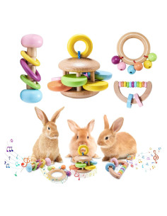Juguetes de Madera para Conejos AOWPFVV - 4 Piezas Multicolor