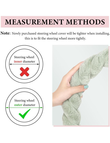 Cubierta de Volante de Auto MUQIDA Peluda 38 cm Rosa