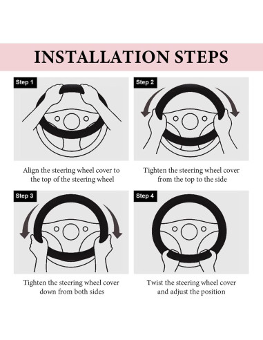 Cubierta de Volante de Auto MUQIDA Peluda 38 cm Rosa