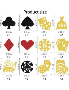 24 Pcs Adorno de Pastel Fiesta Casino LANKBACK Brillante 2