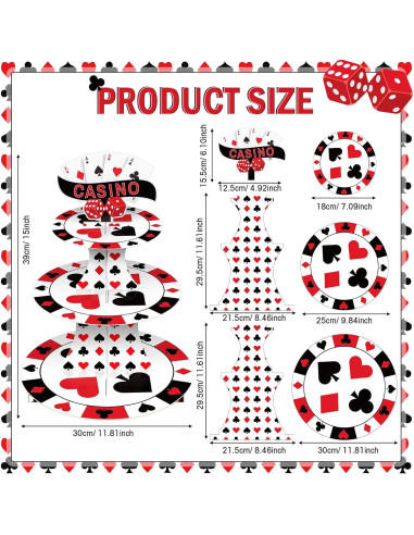 Soporte para Cupcakes 3 Niveles Tanlade Casino 39 cm