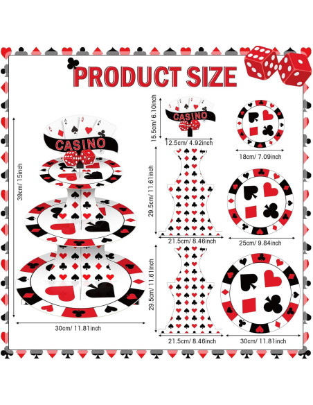 Soporte para Cupcakes 3 Niveles Tanlade Casino 39 cm