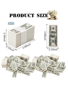 300 Piezas Billetes Falsos Miniatura 100 Dólares Decoración 2
