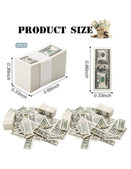 300 Piezas Billetes Falsos Miniatura 100 Dólares Decoración
