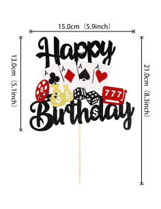 Topper de Pastel de Casino ZHUOWEISM 15x21 cm Decoración 2