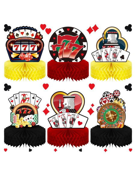 Centros de Mesa de Casino Sumind 6 Pcs Decoración Póker