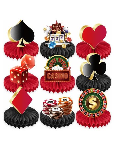 9 Piezas Decoraciones de Fiesta Casino Koeilay Centros Mesa