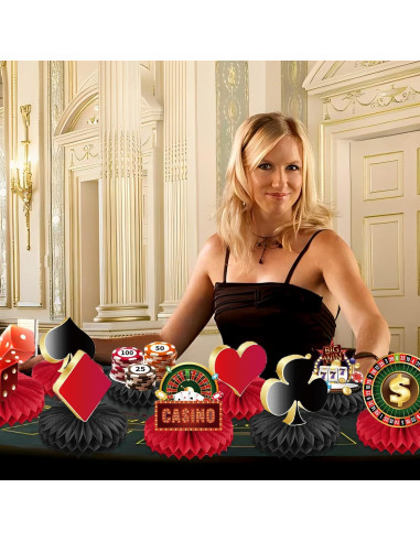 9 Piezas Decoraciones de Fiesta Casino Koeilay Centros Mesa