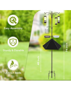 Estación de Alimentación para Aves YINGYM con 6 Ganchos y Baffle 2