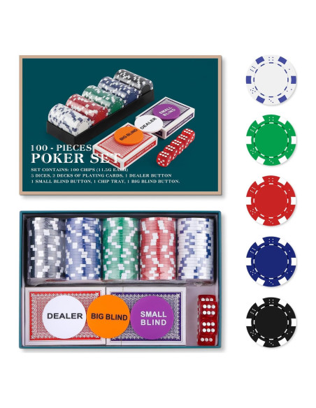 Juego de Fichas de Póker 100PCS Homwom en Caja de Cartón