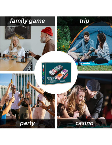 Juego de Fichas de Póker 100PCS Homwom en Caja de Cartón