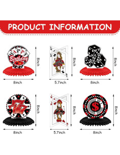 12 Piezas Decoraciones de Fiesta Casino Outus Adornos Mesa 2