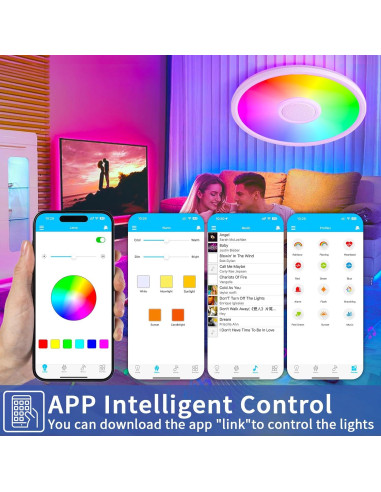 Luz de Techo LED RGB UprizeP 24W con Altavoz Bluetooth