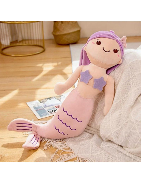 Peluche Sirena Rosado 58 cm Suave Almohada Juguete