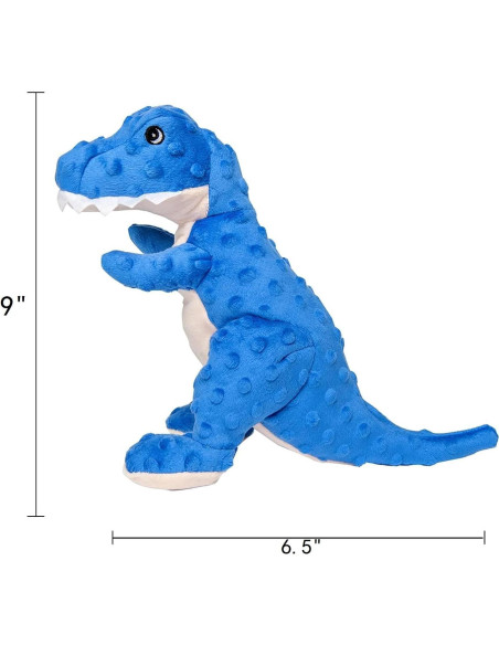 DODODOLA Juguete para Perros Dinosaurio Azul Squeaky 16.5cm