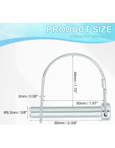 Pasador de Acoplador PATIKIL 9.2mm x 60mm - 4 Pcs Seguridad 2
