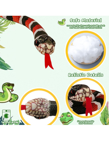 Juguete de Peluche Serpiente YOHAKI 150 cm Suave y Realista