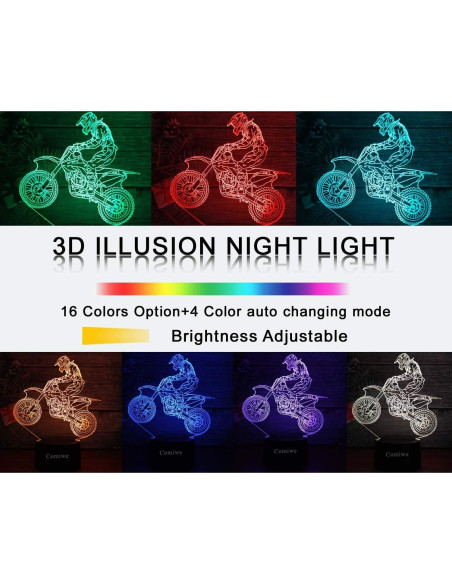 Lámpara LED Motocross KOLITEE 3D 16 Colores Control Remoto