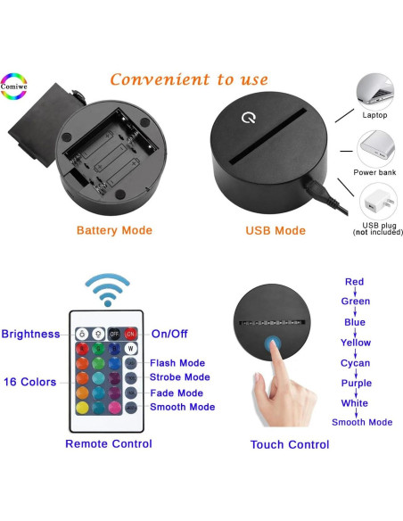 Lámpara LED Motocross KOLITEE 3D 16 Colores Control Remoto