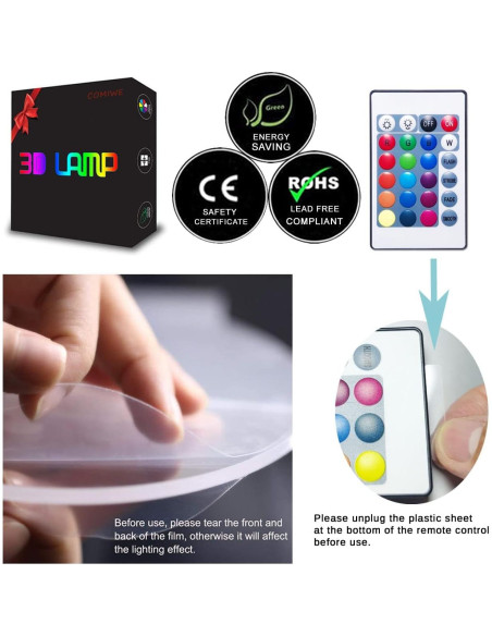 Lámpara LED Motocross KOLITEE 3D 16 Colores Control Remoto