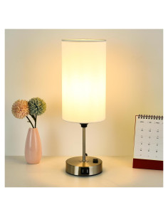 Lámpara de Mesa Táctil Woderdeng 3 Niveles USB Blanco