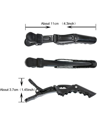 12 Clips de Pelo Cocodrilo Negros YantaiSiyu - Profesional