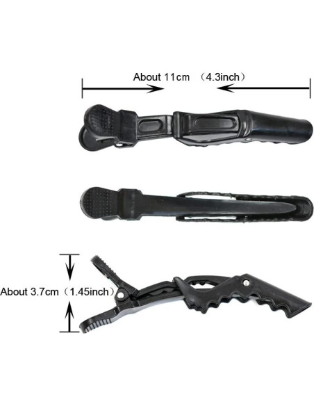 12 Clips de Pelo Cocodrilo Negros YantaiSiyu - Profesional