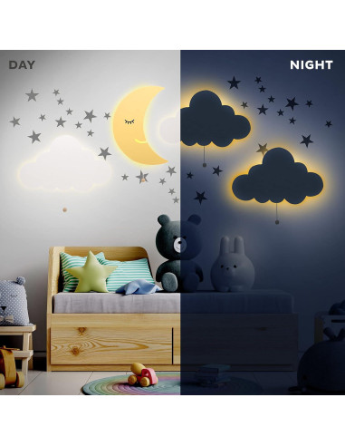 Luz Nocturna de Pared LumiPets Nube 45x28cm LED Batería