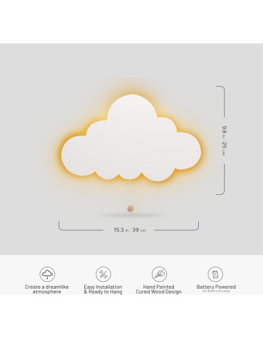 Luz Nocturna de Pared LumiPets Nube 45x28cm LED Batería