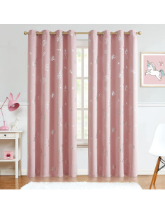 Cortinas Opacas Vangao Unicornio Rosa 2 Paneles 52x84 cm 2
