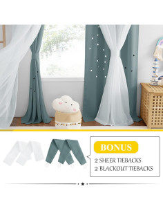 Cortinas NICETOWN Doble Capa Estrellas 132x160 cm 2 Piezas 2