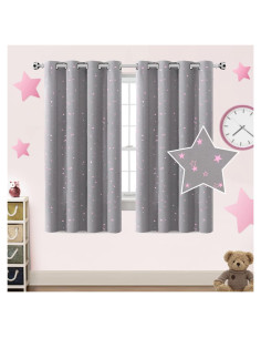 Cortinas Blackout PrinceDeco 2 Paneles Estrellas Rosa 63cm