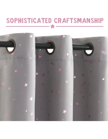 Cortinas Blackout PrinceDeco 2 Paneles Estrellas Rosa 63cm