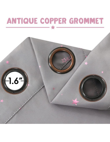 Cortinas Blackout PrinceDeco 2 Paneles Estrellas Rosa 63cm