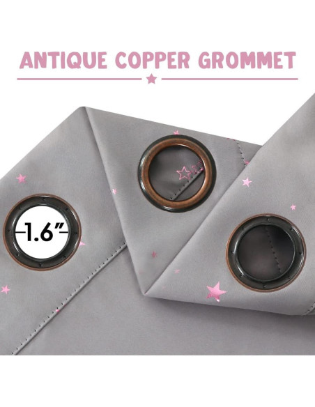 Cortinas Blackout PrinceDeco 2 Paneles Estrellas Rosa 63cm