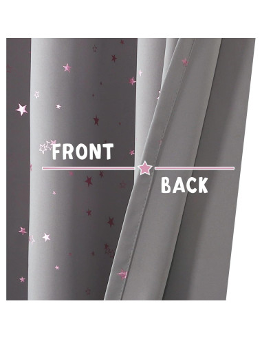 Cortinas Blackout PrinceDeco 2 Paneles Estrellas Rosa 63cm