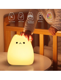 Luz Nocturna Gato ZKLiLi USB Recargable 7 Colores 2