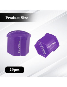 20 Tapas de Tuercas de Rueda QZTYTY 19mm Morado con Herramienta 2