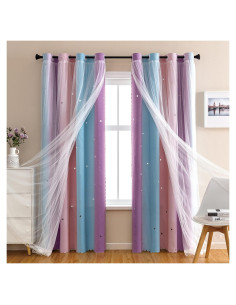 Cortina Opaca XiDi Arcoíris Rosa para Niñas 85x183 cm