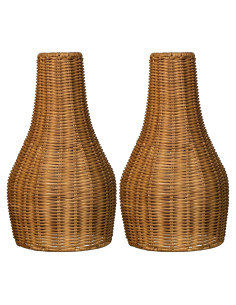 Pantalla de lámpara colgante Osasy 2 piezas mimbre boho